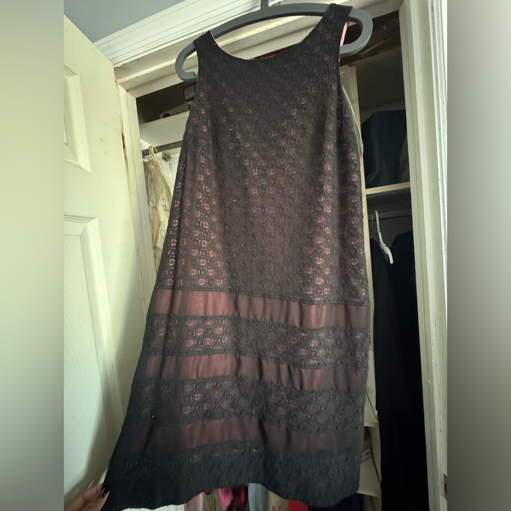 Nicole Black and Pink Lace Mini Dress